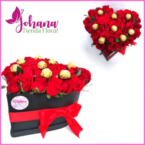 Caja de rosas en corazón - Floristería Johana Tienda Floral en Villavicencio